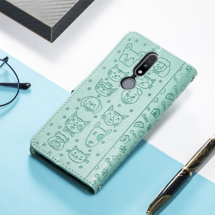For Nokia 2.4 Lovely Cat and Dog Embossing Pattern Horizontal Flip Leather Case , with Holder & Card Slots & Wallet & Cartoon Clasp & Lanyard
