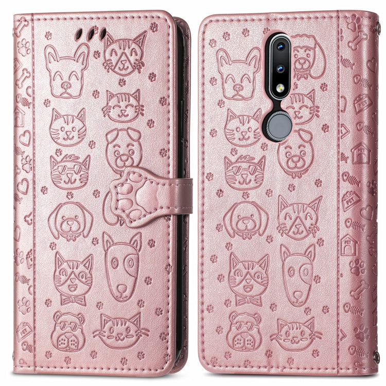 For Nokia 2.4 Lovely Cat and Dog Embossing Pattern Horizontal Flip Leather Case , with Holder & Card Slots & Wallet & Cartoon Clasp & Lanyard