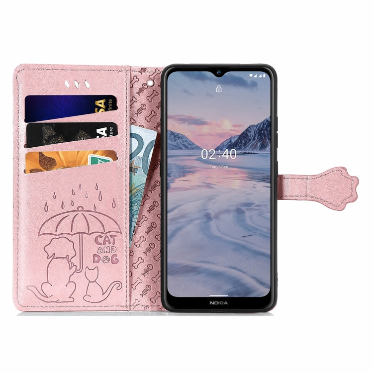 For Nokia 2.4 Lovely Cat and Dog Embossing Pattern Horizontal Flip Leather Case , with Holder & Card Slots & Wallet & Cartoon Clasp & Lanyard