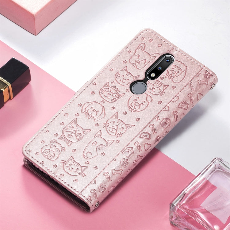 For Nokia 2.4 Lovely Cat and Dog Embossing Pattern Horizontal Flip Leather Case , with Holder & Card Slots & Wallet & Cartoon Clasp & Lanyard