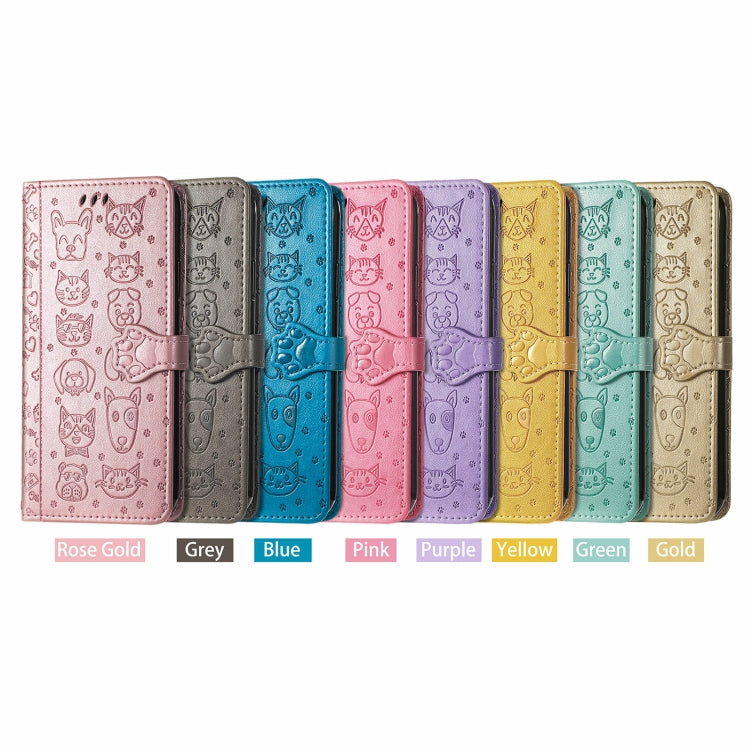 For ZTE A51 Lovely Cat and Dog Embossing Pattern Horizontal Flip Leather Case , with Holder & Card Slots & Wallet & Cartoon Clasp & Lanyard