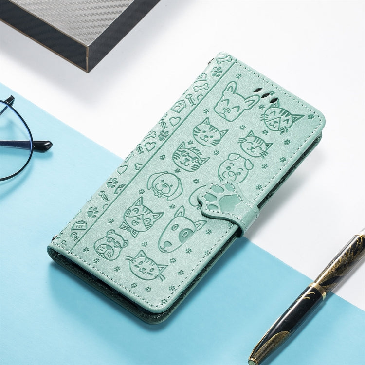 For ZTE A51 Lovely Cat and Dog Embossing Pattern Horizontal Flip Leather Case , with Holder & Card Slots & Wallet & Cartoon Clasp & Lanyard