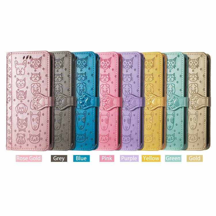 For ZTE A71 Lovely Cat and Dog Embossing Pattern Horizontal Flip Leather Case , with Holder & Card Slots & Wallet & Cartoon Clasp & Lanyard
