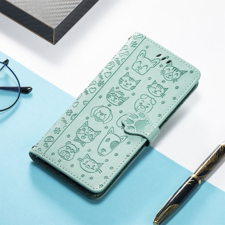 For ZTE A71 Lovely Cat and Dog Embossing Pattern Horizontal Flip Leather Case , with Holder & Card Slots & Wallet & Cartoon Clasp & Lanyard