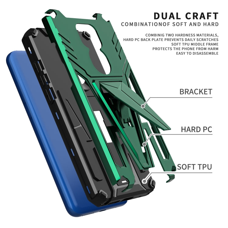 For Motorola Moto G Play 2021 Super V Armor PC + TPU Shockproof Case with Invisible Holder