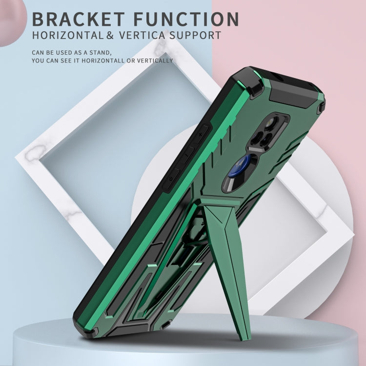 For Motorola Moto G Play 2021 Super V Armor PC + TPU Shockproof Case with Invisible Holder