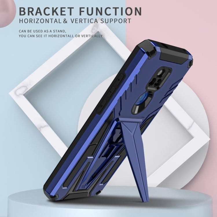 For Motorola Moto G Play 2021 Super V Armor PC + TPU Shockproof Case with Invisible Holder
