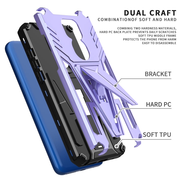 For Motorola Moto G Play 2021 Super V Armor PC + TPU Shockproof Case with Invisible Holder