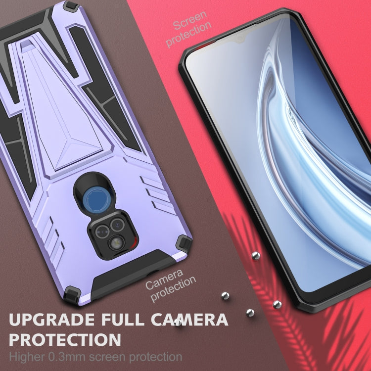 For Motorola Moto G Play 2021 Super V Armor PC + TPU Shockproof Case with Invisible Holder