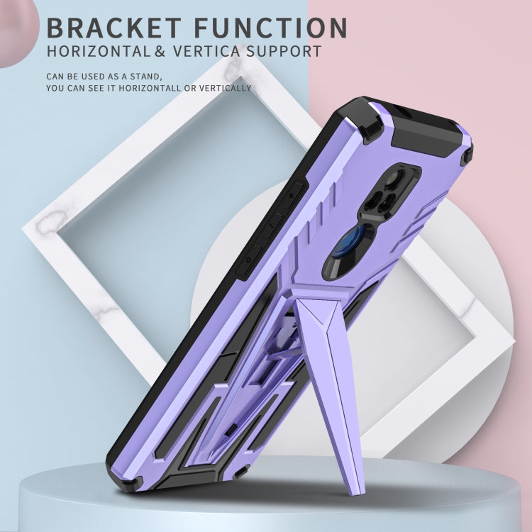 For Motorola Moto G Play 2021 Super V Armor PC + TPU Shockproof Case with Invisible Holder