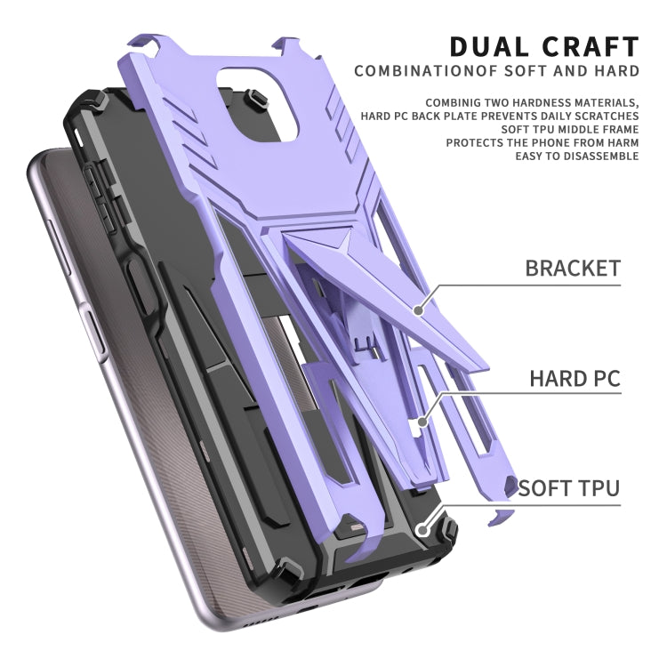 For Motorola Moto G Power 2021 Super V Armor PC + TPU Shockproof Case with Invisible Holder