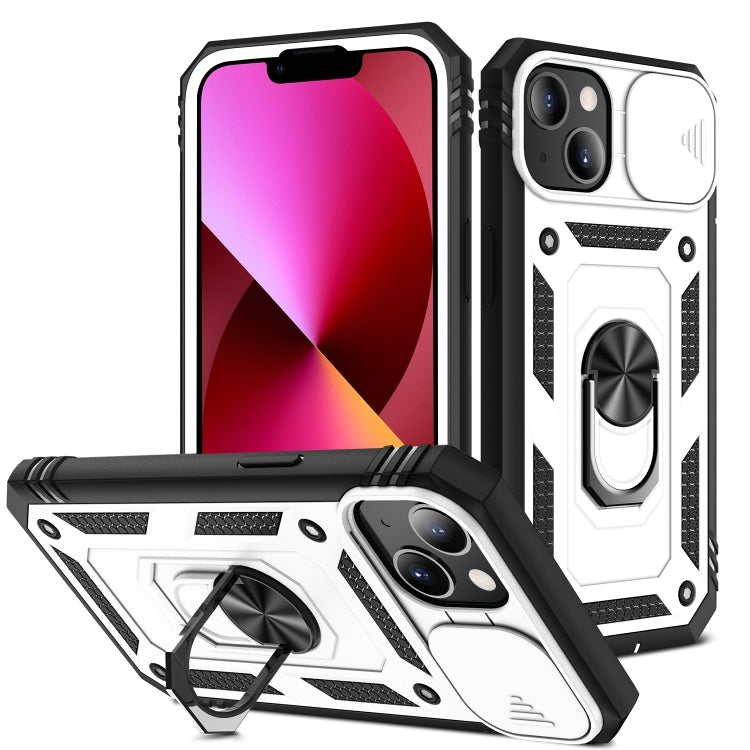 For iPhone 13 Sliding Camera Cover Design TPU + PC Protective Case with 360 Degree Rotating Holder & Card Slot