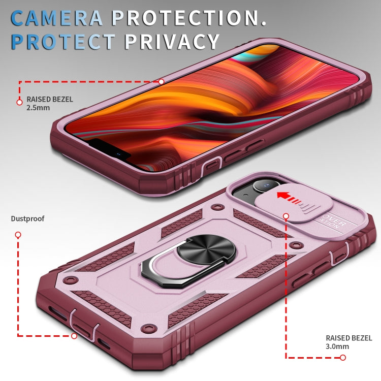 For iPhone 13 Sliding Camera Cover Design TPU + PC Protective Case with 360 Degree Rotating Holder & Card Slot