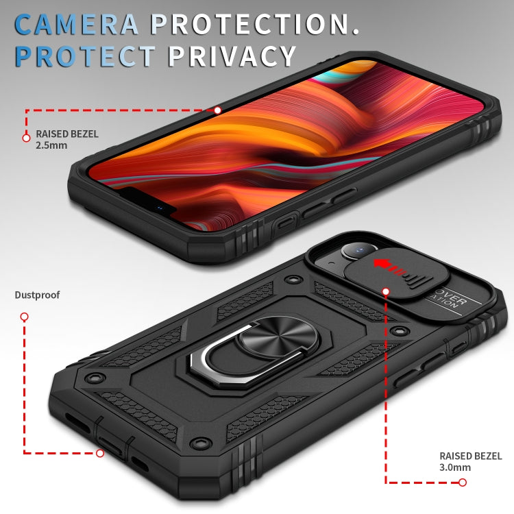 For iPhone 13 Sliding Camera Cover Design TPU + PC Protective Case with 360 Degree Rotating Holder & Card Slot
