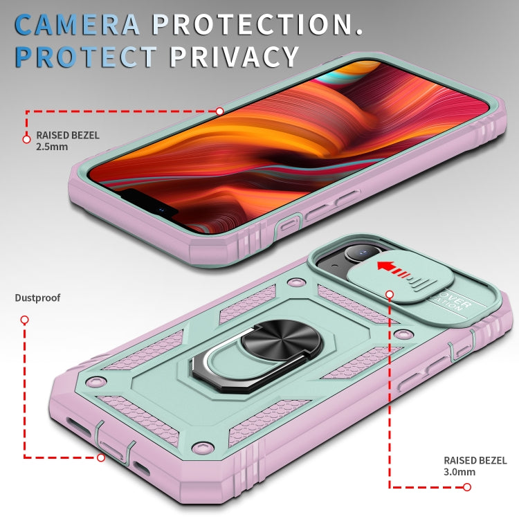 For iPhone 13 Sliding Camera Cover Design TPU + PC Protective Case with 360 Degree Rotating Holder & Card Slot