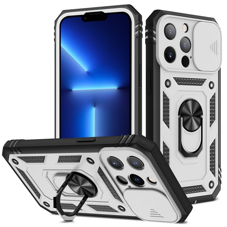 For iPhone 13 Pro Sliding Camera Cover Design TPU + PC Protective Case with 360 Degree Rotating Holder & Card Slot