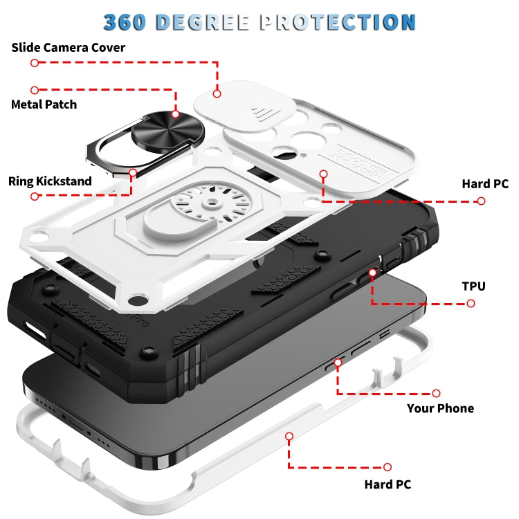 For iPhone 13 Pro Sliding Camera Cover Design TPU + PC Protective Case with 360 Degree Rotating Holder & Card Slot
