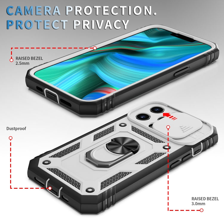 For iPhone 13 Pro Sliding Camera Cover Design TPU + PC Protective Case with 360 Degree Rotating Holder & Card Slot