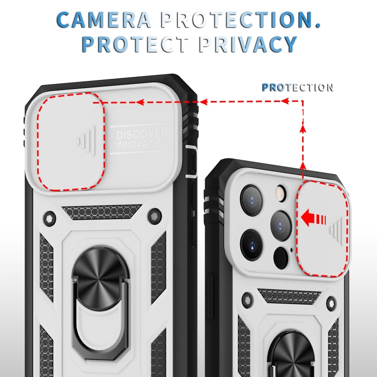For iPhone 13 Pro Sliding Camera Cover Design TPU + PC Protective Case with 360 Degree Rotating Holder & Card Slot