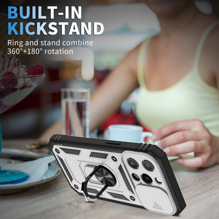 For iPhone 13 Pro Sliding Camera Cover Design TPU + PC Protective Case with 360 Degree Rotating Holder & Card Slot