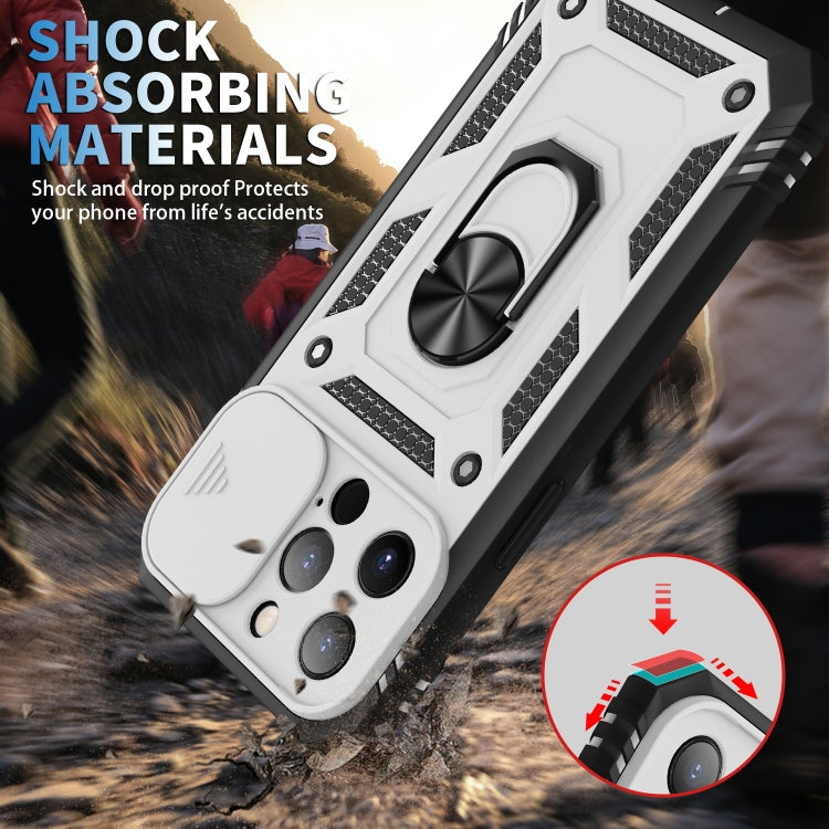 For iPhone 13 Pro Sliding Camera Cover Design TPU + PC Protective Case with 360 Degree Rotating Holder & Card Slot