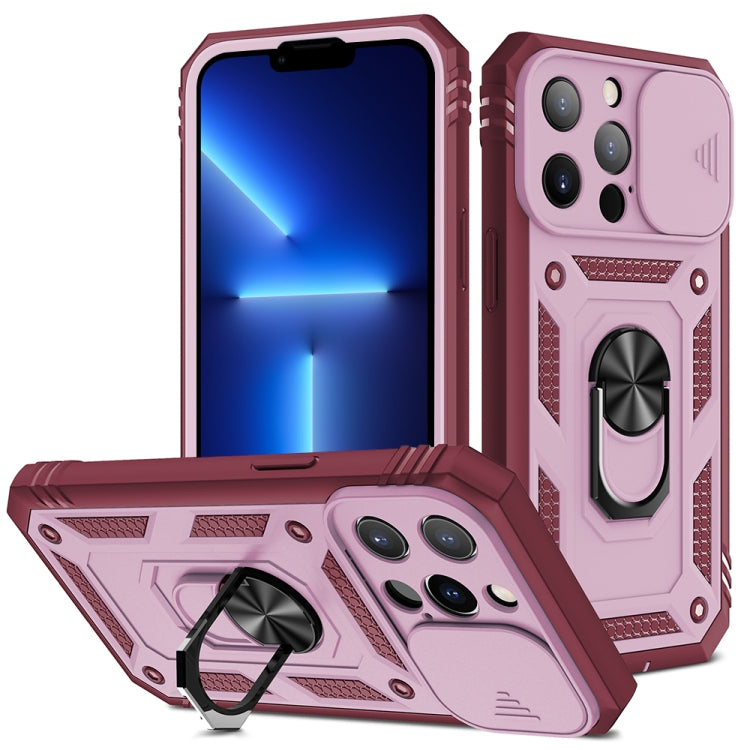 For iPhone 13 Pro Sliding Camera Cover Design TPU + PC Protective Case with 360 Degree Rotating Holder & Card Slot