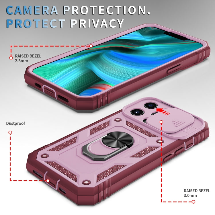 For iPhone 13 Pro Sliding Camera Cover Design TPU + PC Protective Case with 360 Degree Rotating Holder & Card Slot