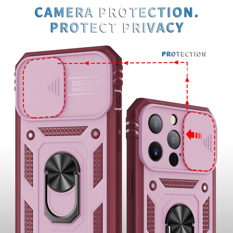 For iPhone 13 Pro Sliding Camera Cover Design TPU + PC Protective Case with 360 Degree Rotating Holder & Card Slot