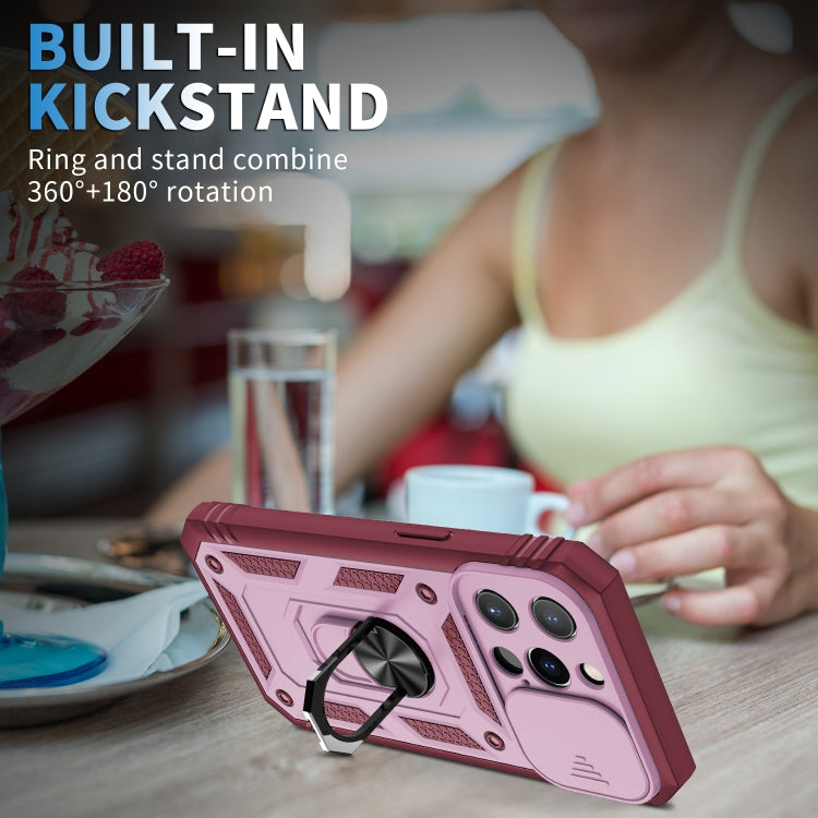 For iPhone 13 Pro Sliding Camera Cover Design TPU + PC Protective Case with 360 Degree Rotating Holder & Card Slot