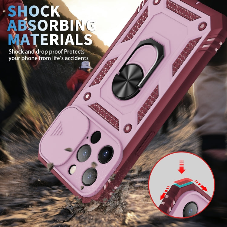 For iPhone 13 Pro Sliding Camera Cover Design TPU + PC Protective Case with 360 Degree Rotating Holder & Card Slot