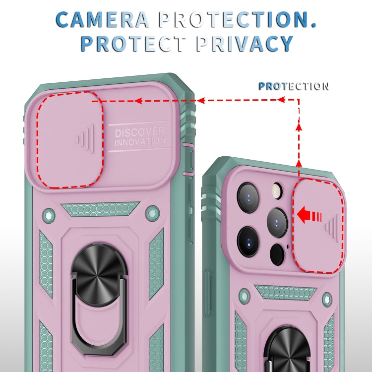 For iPhone 13 Pro Sliding Camera Cover Design TPU + PC Protective Case with 360 Degree Rotating Holder & Card Slot