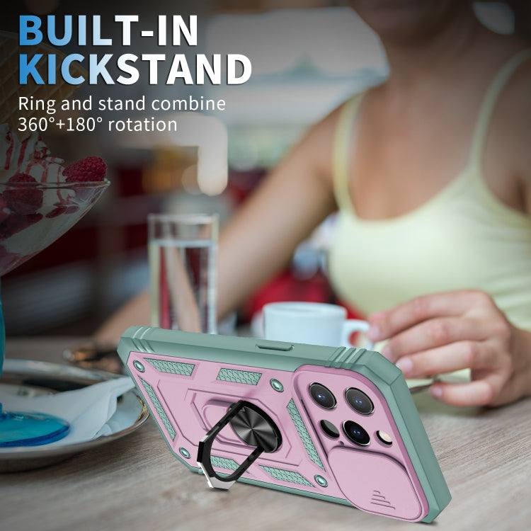 For iPhone 13 Pro Sliding Camera Cover Design TPU + PC Protective Case with 360 Degree Rotating Holder & Card Slot