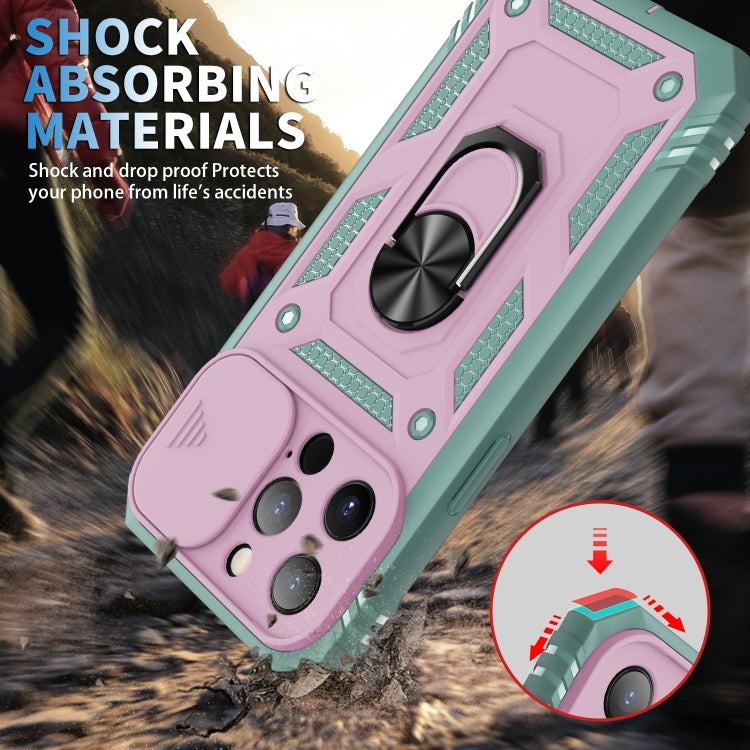 For iPhone 13 Pro Sliding Camera Cover Design TPU + PC Protective Case with 360 Degree Rotating Holder & Card Slot
