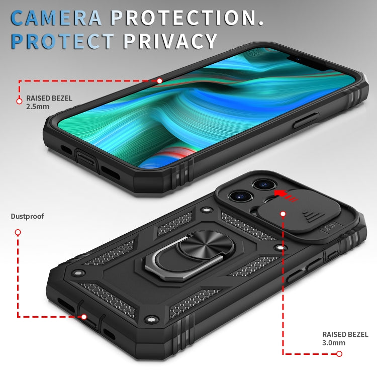 For iPhone 13 Pro Sliding Camera Cover Design TPU + PC Protective Case with 360 Degree Rotating Holder & Card Slot