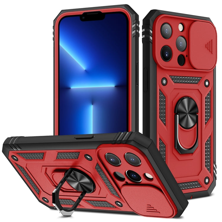For iPhone 13 Pro Sliding Camera Cover Design TPU + PC Protective Case with 360 Degree Rotating Holder & Card Slot