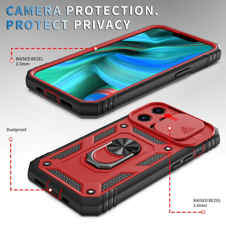 For iPhone 13 Pro Sliding Camera Cover Design TPU + PC Protective Case with 360 Degree Rotating Holder & Card Slot
