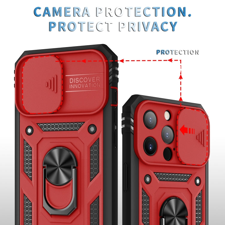 For iPhone 13 Pro Sliding Camera Cover Design TPU + PC Protective Case with 360 Degree Rotating Holder & Card Slot