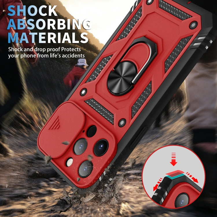 For iPhone 13 Pro Sliding Camera Cover Design TPU + PC Protective Case with 360 Degree Rotating Holder & Card Slot