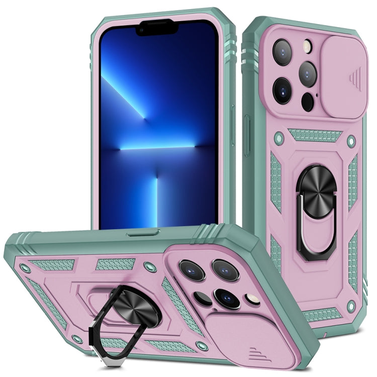For iPhone 13 Pro Sliding Camera Cover Design TPU + PC Protective Case with 360 Degree Rotating Holder & Card Slot