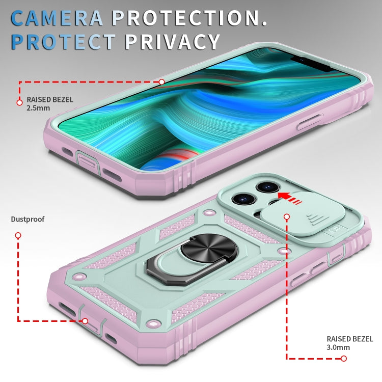 For iPhone 13 Pro Sliding Camera Cover Design TPU + PC Protective Case with 360 Degree Rotating Holder & Card Slot