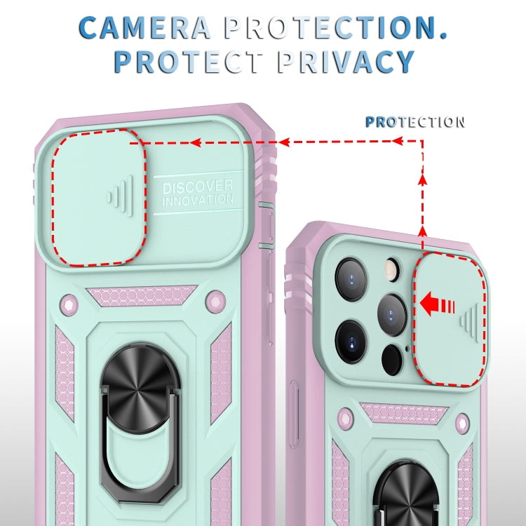 For iPhone 13 Pro Sliding Camera Cover Design TPU + PC Protective Case with 360 Degree Rotating Holder & Card Slot