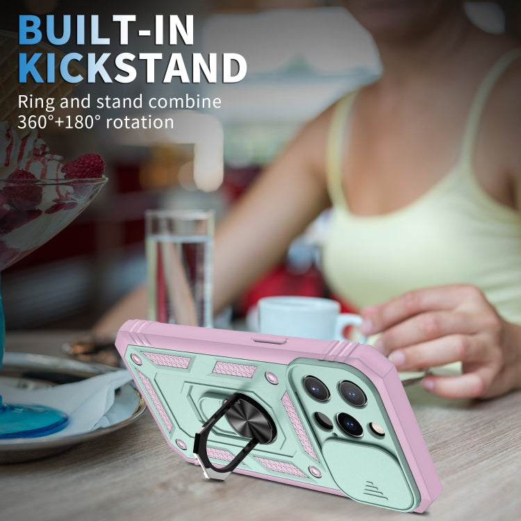 For iPhone 13 Pro Sliding Camera Cover Design TPU + PC Protective Case with 360 Degree Rotating Holder & Card Slot