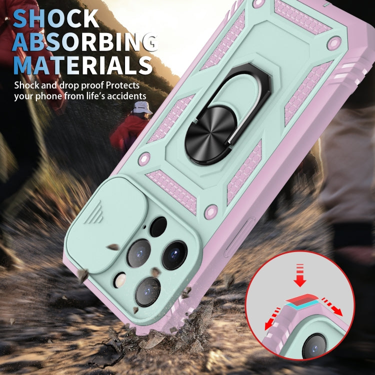 For iPhone 13 Pro Sliding Camera Cover Design TPU + PC Protective Case with 360 Degree Rotating Holder & Card Slot