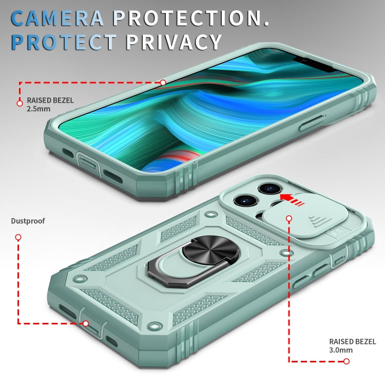 For iPhone 13 Pro Sliding Camera Cover Design TPU + PC Protective Case with 360 Degree Rotating Holder & Card Slot