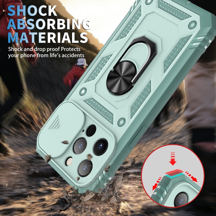 For iPhone 13 Pro Sliding Camera Cover Design TPU + PC Protective Case with 360 Degree Rotating Holder & Card Slot