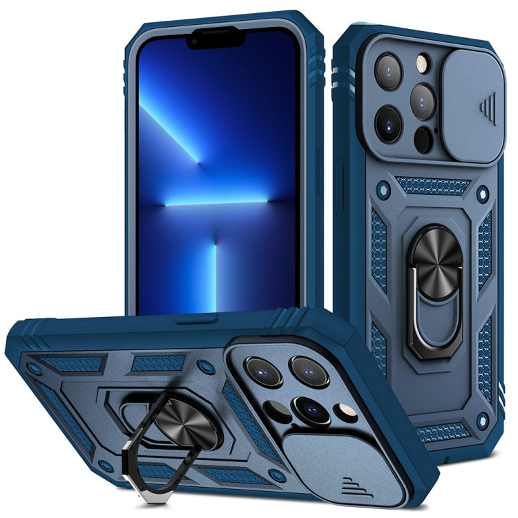 For iPhone 13 Pro Sliding Camera Cover Design TPU + PC Protective Case with 360 Degree Rotating Holder & Card Slot