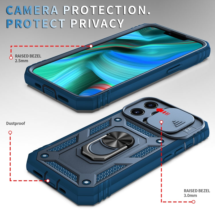 For iPhone 13 Pro Sliding Camera Cover Design TPU + PC Protective Case with 360 Degree Rotating Holder & Card Slot
