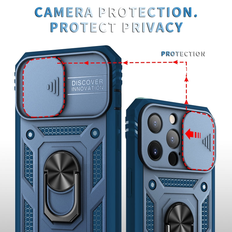 For iPhone 13 Pro Sliding Camera Cover Design TPU + PC Protective Case with 360 Degree Rotating Holder & Card Slot