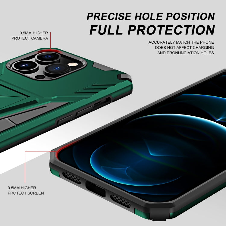 For iPhone 13 mini Super V Armor PC + TPU Shockproof Case with Invisible Holder