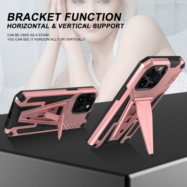 For iPhone 13 mini Super V Armor PC + TPU Shockproof Case with Invisible Holder
